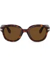Persol Tortoiseshell Effect Round Frame Sunglasses In Brown