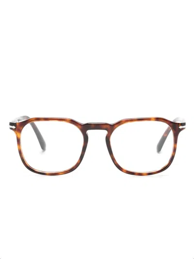Persol Tortoiseshell Rectangle-frame Glasses In Brown