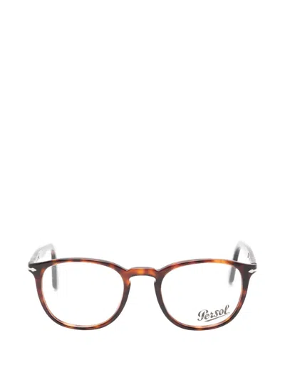 Persol Tortoiseshell-effect Round-frame Glasses In Brown
