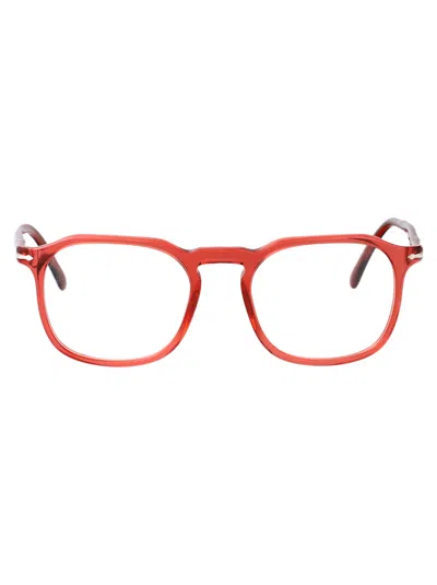Persol Transparent Red Acetate Optical Glasses In Brown