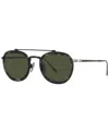Persol Green Round Titanium Unisex Sunglasses Po5008st 801531 51 In Black