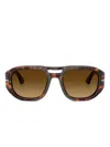 Persol Havana Light Brown Gradient Dark Brown Acetate Sunglasses In Brown