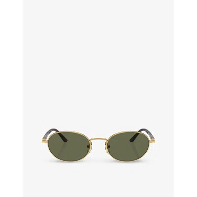 PERSOL WOMENS GOLD PO1018S IDA ROUND-FRAME METAL SUNGLASSES