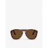Persol Womens Po0649 Pilot-frame Tortoiseshell Acetate Sunglasses