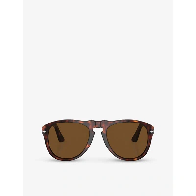 Persol Womens Po0649 Pilot-frame Tortoiseshell Acetate Sunglasses In Brown