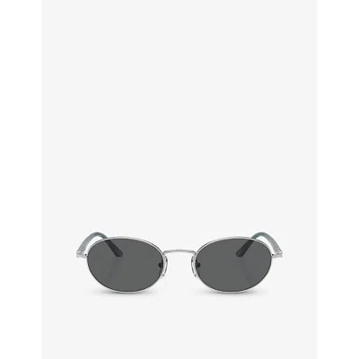 PERSOL WOMENS SILVER PO1018S IDA ROUND-FRAME METAL SUNGLASSES