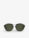 Persol Po3274s Round-frame Folding Acetate And Metal Sunglasses In Black