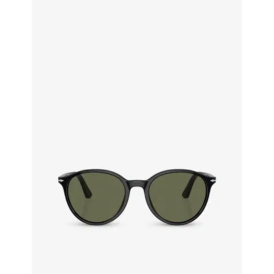 PERSOL WOMENS BLACK PO3350S ROUND-FRAME ACETATE SUNGLASSES