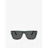 Persol Womens Blue Po3348s Rectangle-frame Tortoiseshell Acetate Sunglasses In Blue