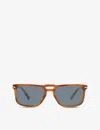 Persol Po3273s Rectangle-shape Pilot Acetate Sunglasses In Brown