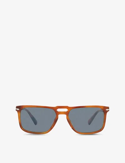 Persol Po3273s Rectangle-shape Pilot Acetate Sunglasses In Brown