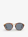 Persol Po3274s Round-frame Folding Acetate And Metal Sunglasses In Brown