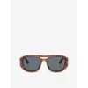 Persol Womens Po3373s Vincent Pilot-frame Acetate Sunglasses Brown