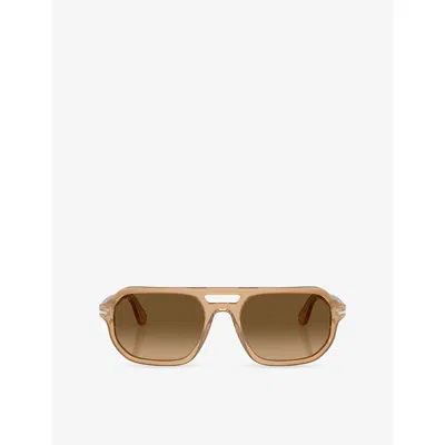 Persol Womens Brown Po3393s Square-frame Acetate Sunglasses In Red