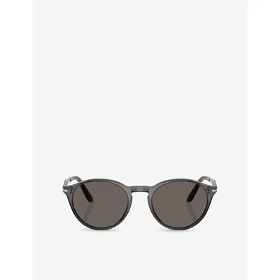 Persol Womens Grey Po3092sm Phantos-frame Acetate Sunglasses In Black