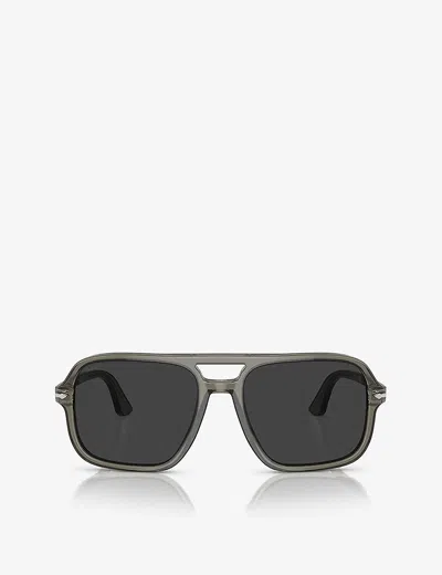 Persol Womens Grey Po3328s Pilot-frame Acetate Sunglasses