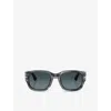 Persol Womens Po3380s Polarised Square-frame Acetate Sunglasses Grey