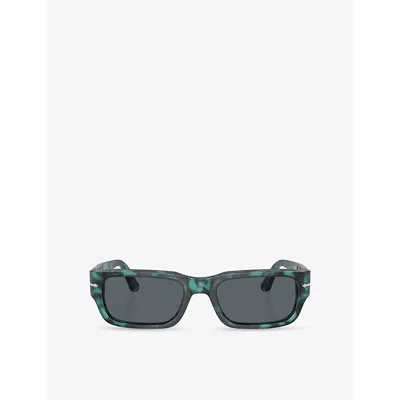 PERSOL WOMENS BLUE PO3347S ADRIEN RECTANGLE-FRAME TORTOISESHELL ACETATE SUNGLASSES