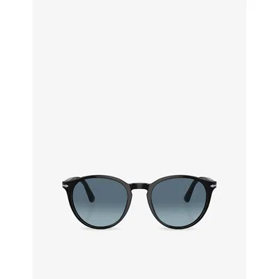 Persol Womens Po3152s Round-frame Acetate Sunglasses Black In Yellow