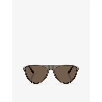 Persol Womens Po3404s Aviator-frame Acetate Sunglasses Green In Brown