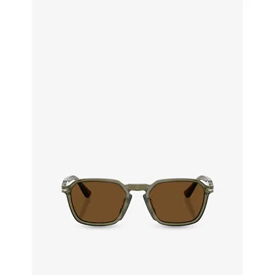 Persol Womens Po3414s Square-frame Acetate Sunglasses Green
