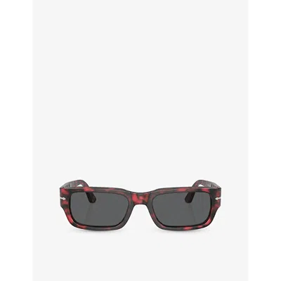 Persol Womens Red Po3347s Rectangle-frame Acetate Sunglasses