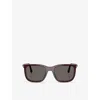 Persol Womens Red Po3357s Rectangular-frame Acetate Sunglasses In Red