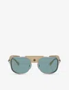 Persol Womens Silver Po1013sz Rectangle-frame Metal Sunglasses In Silver
