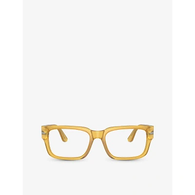 Persol Womens Yellow Po3315v Rectangle-frame Acetate Sunglasses