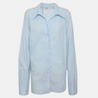 Pre-owned Persona Aqua Poplin Long Sleeve Shirt L In Blue