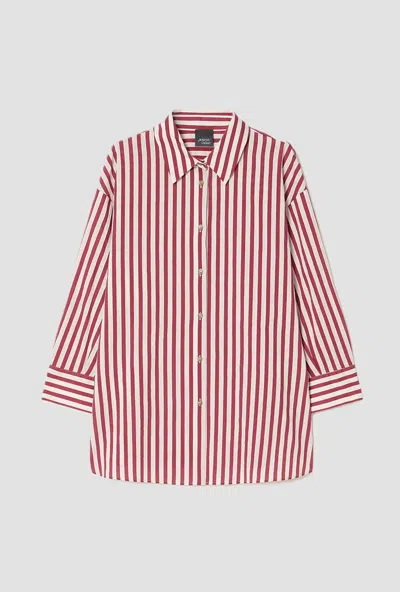 Persona Bourdeaux Striped Shirt In Red