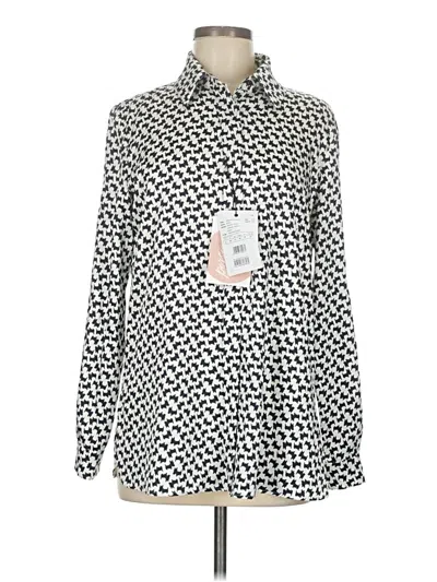 Pre-owned Persona By Marina Rinaldi Long Sleeve Blouse In Silver