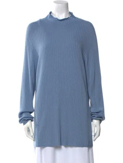 Pre-owned Persona By Marina Rinaldi Mock Neck Sweater In Blue
