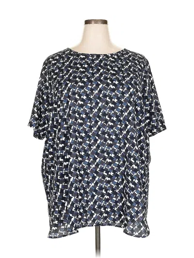 Pre-owned Persona By Marina Rinaldi Short Sleeve Blouse In Blue