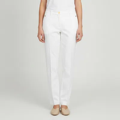 Pre-owned Persona Cream Stretch Cotton Pants O/s In White