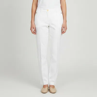 Persona Cream Stretch Cotton Pants O/s In White