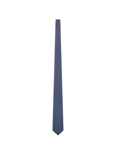 Personality Geometric-pattern Silk Tie In Blue