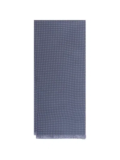 Personality Geometric-print Silk Scarf In Blue