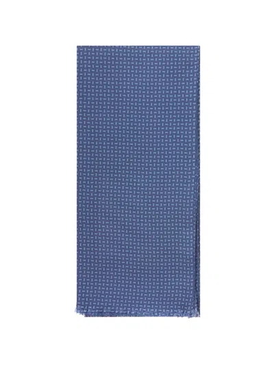 Personality Geometric-print Silk Scarf In Blue