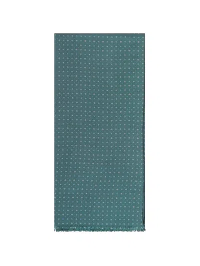 Personality X Suit Geometric-pattern Silk Scarf In Blue