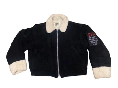 Pre-owned Persons 90's  For Men Wool Sherpa Embroidered Jacket In Black