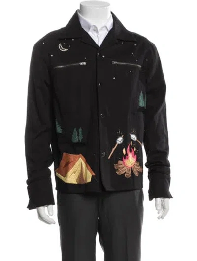 Pre-owned Perte D'ego Printed Moto Jacket In Black