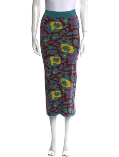 Pre-owned Pertegaz Printed Midi Length Skirt In Blue