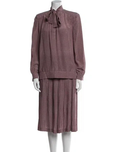 Pre-owned Pertegaz Silk Houndstooth Print Skirt Set In Multi