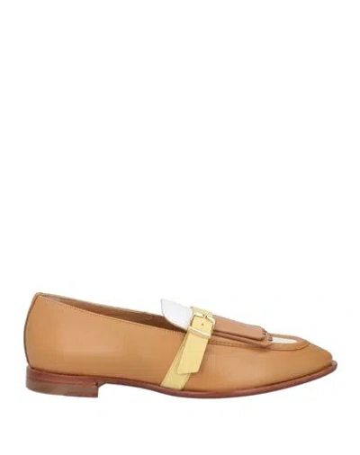 Pertini Woman Loafers Camel Size 10 Leather In Beige
