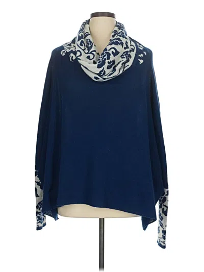 Pre-owned Peru Etnico Poncho In Blue