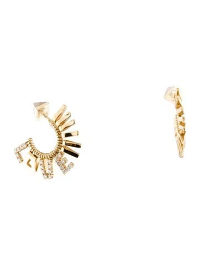 Pre-owned Peruffo 18k Diamond Love Letter Mini Mohawk Hoop Earrings In Multi