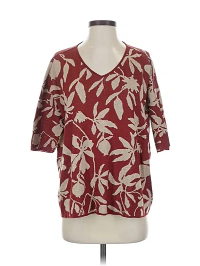 Pre-owned Peruvian Connection 3/4 Sleeve Blouse In Burgundy