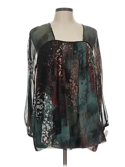 Pre-owned Peruvian Connection 3/4 Sleeve Blouse In Teal