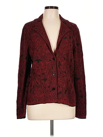Pre-owned Peruvian Connection Cardigan Sweater In Burgundy